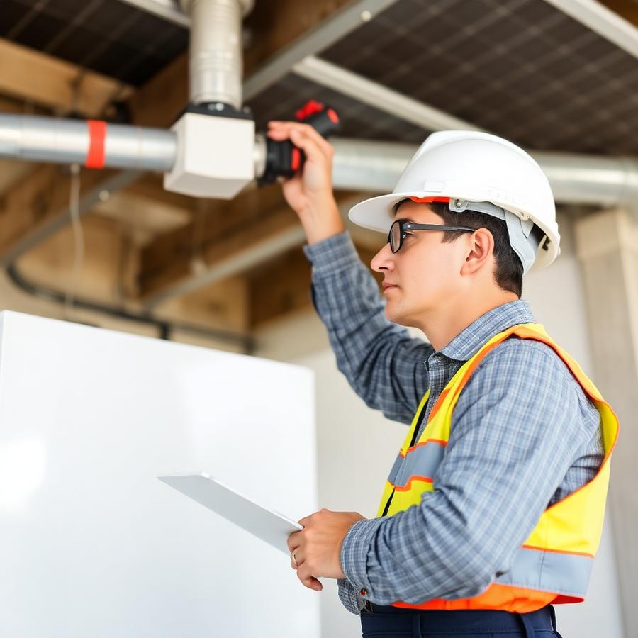 Engineer checking inverter